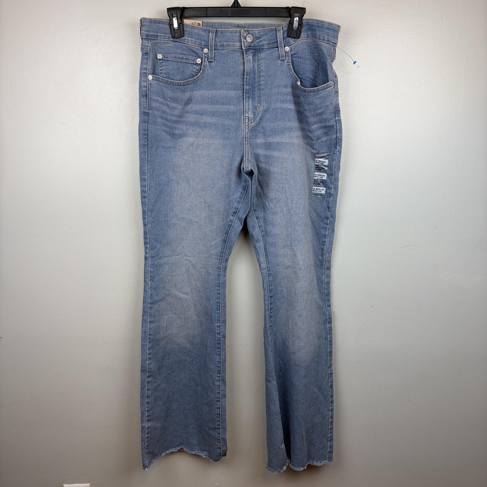 Levis 726 Flare Jeans Womens 33x32 Light Wash Stretch Denim Raw Hem NWT